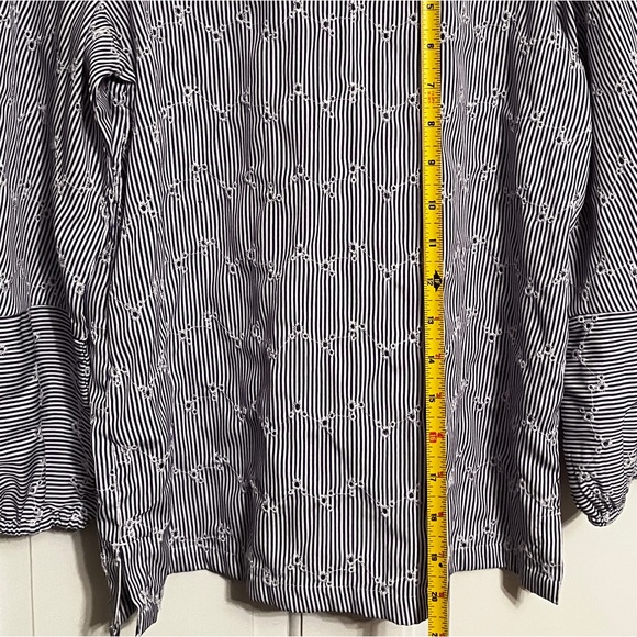 Navy Blue Flounce Sleeve Eyelet Blouse - Picture 5 of 5